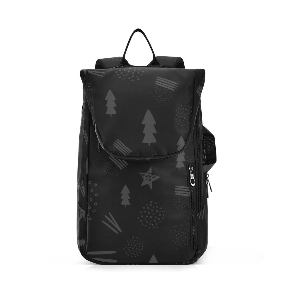 Amooorous Tennis and Badminton Backpack, Breathable, Black and White, Christmas Tree, Holds 3 Rackets