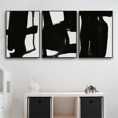 CHAOJIART Black-and-White Abstract Wall Art Canvas Prints, Line Art Gallery Decor, 50 x 70 cm (20 x 28 in) x 3, Unframed