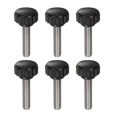 QUARKZMAN 8-Pack M6 x 25 mm Knurled Thumb Screws, 18 mm Round Head, 304 Stainless Steel