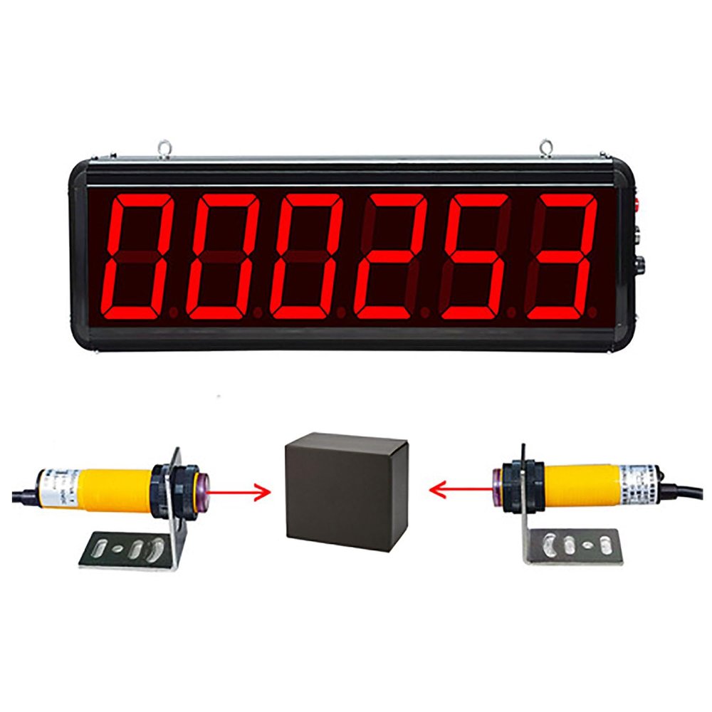 Automatic Digital Totalizer with Dual Probe, LED Counter, Up to 999999 Counts, 5 m Detection Range, for Conveyor Belts, Production Lines, People-