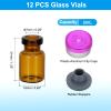 PATIKIL 12-Pack 2 mL Amber Borosilicate Glass Sample Vials with Aluminum-Plastic Caps and Rubber Stoppers, Purple-Silver view 2