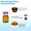 PATIKIL 12-Pack 2 mL Amber Borosilicate Glass Sample Vials with Aluminum-Plastic Caps and Rubber Stoppers, Purple-Silver view 3