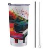 NHYDSPQ Stainless Steel Straw Travel Tumbler with Colorful Piano Keyboard Print view 1
