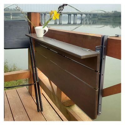 Hanging Balcony Table, Folding Aluminum-Frame Outdoor Table, Height-Adjustable Railing Table, Folding Standing Table for Patios (Size: 37 x 120 cm) (27 x 120 cm)