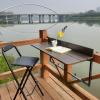 Hanging Balcony Table, Folding Aluminum-Frame Outdoor Table, Height-Adjustable Railing Table, Folding Standing Table for Patios (Size: 37 x 120 cm) (27 x 120 cm) view 4