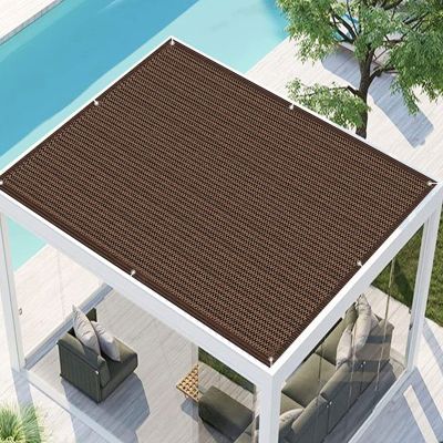 Outdoor Shade Sail, 1.2 x 2.5 m, 95% UV-Resistant Mesh, Brown, with Ropes