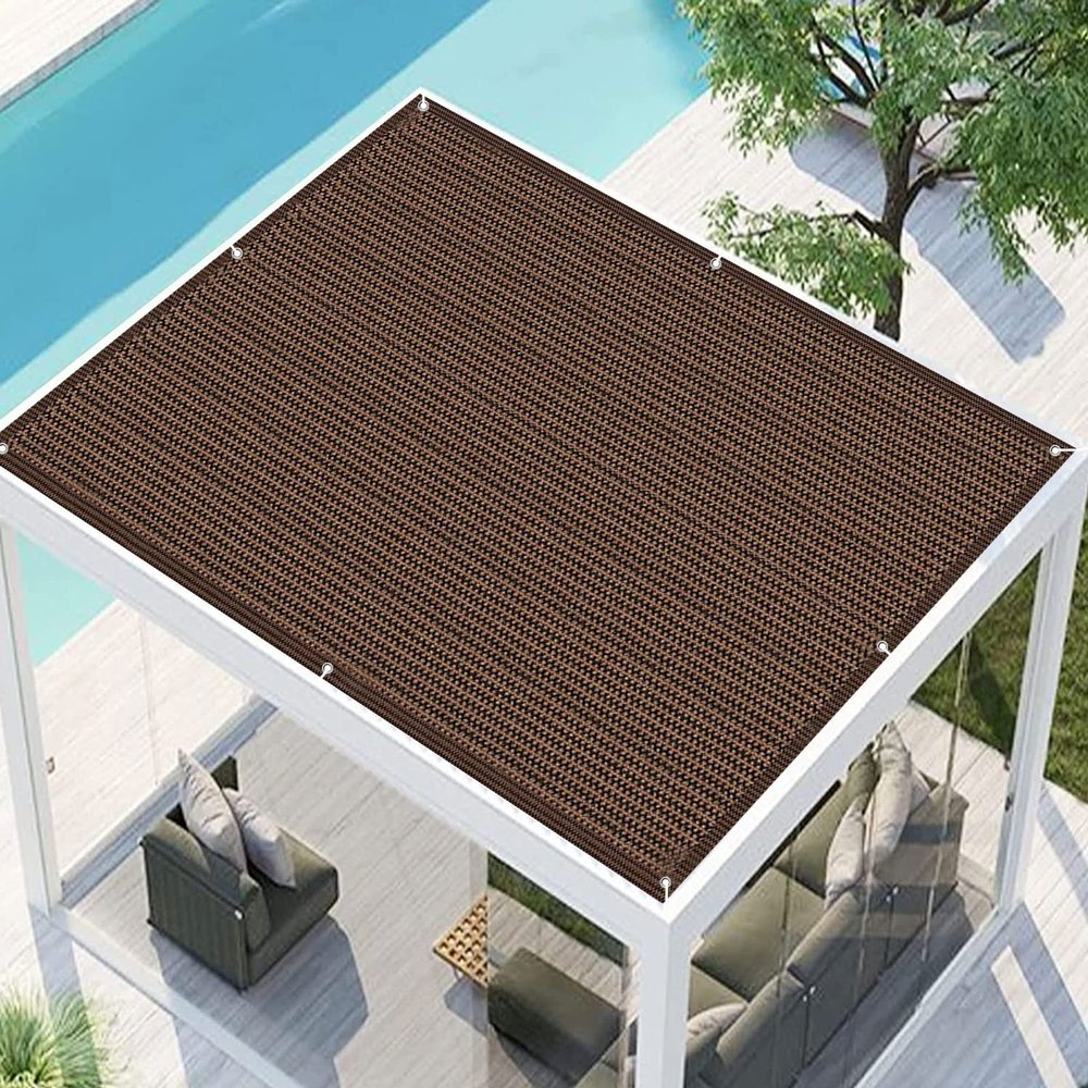 Outdoor Shade Sail, 1.2 x 2.5 m, 95% UV-Resistant Mesh, Brown, with Ropes