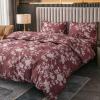 TMMDH 3-Piece Duvet Cover Set, 155 x 200 cm, Red Flower Print view 1