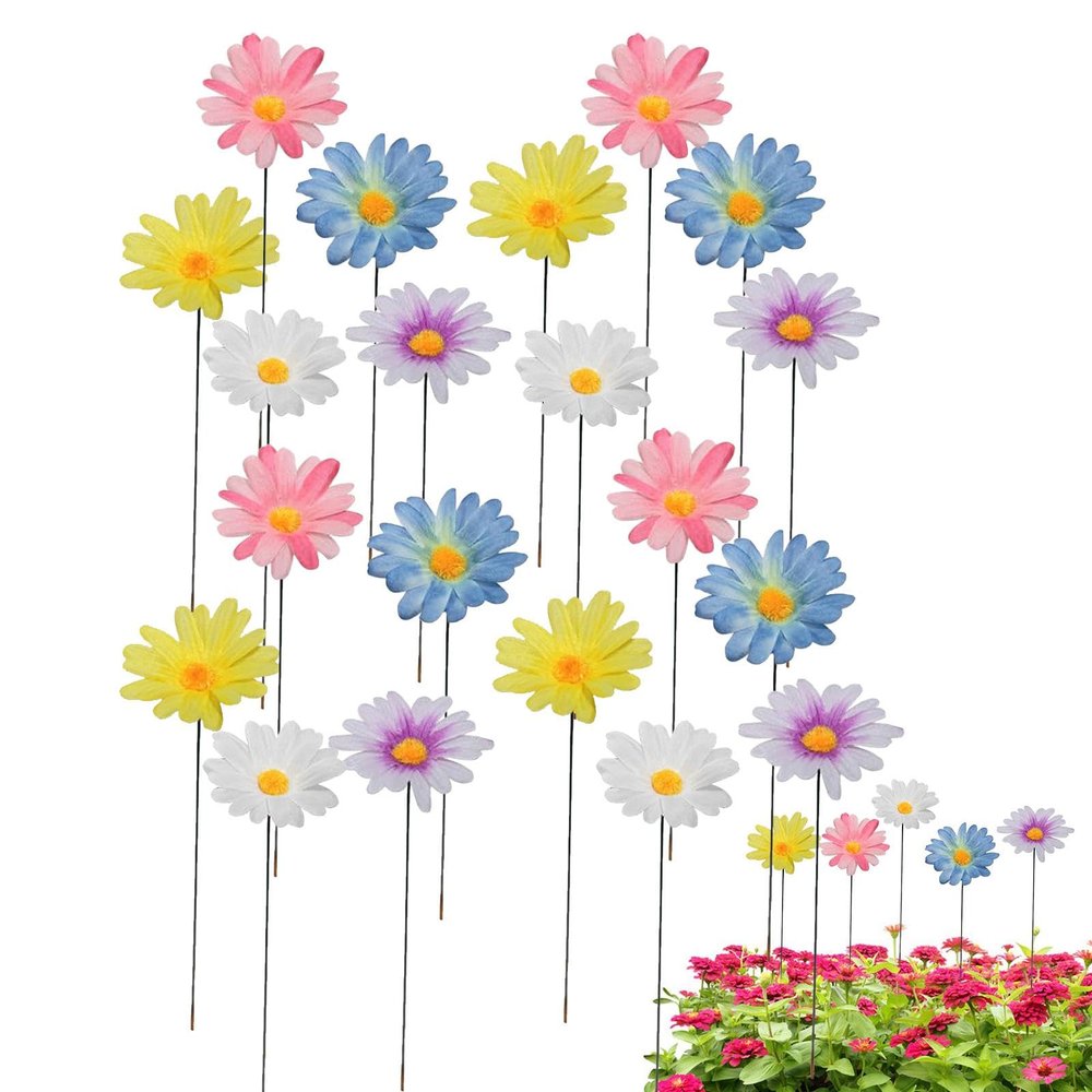 SVCEQZE 20-Pack Colorful Decorative Flower Stakes, 30 cm, Metal, Handmade, Polished, Ground-Mount, Spot-Clean, Country Style