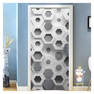 Self-Adhesive Buddha Door Wallpaper, Waterproof Decorative Sticker (R, 77 x 200 cm)