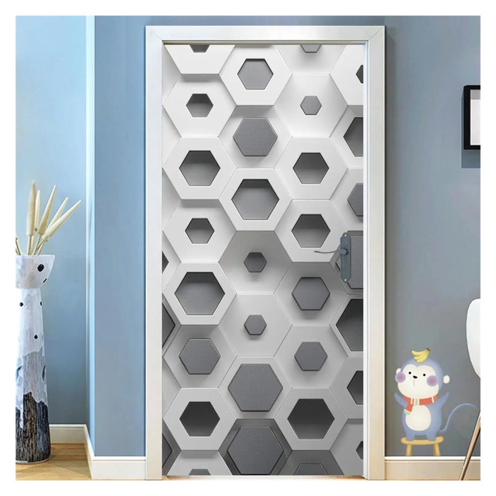Self-Adhesive Buddha Door Wallpaper, Waterproof Decorative Sticker (R, 77 x 200 cm)