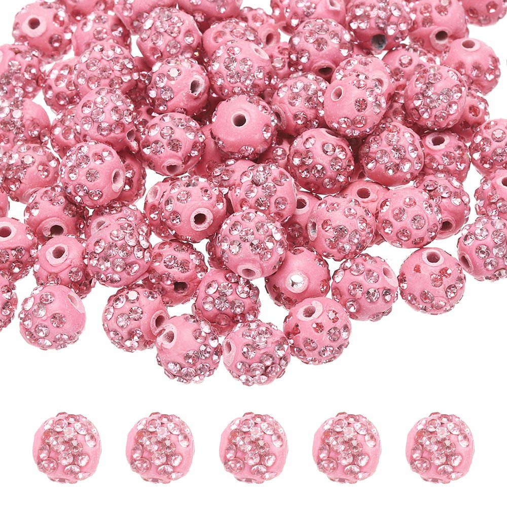 QUARKZMAN 100 Rhinestone Beads, 10 mm, Pink
