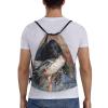 YWSOTRE Labrador Dog Duck Hunting Black Drawstring Gym Sackpack, M view 2
