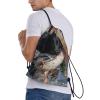 YWSOTRE Labrador Dog Duck Hunting Black Drawstring Gym Sackpack, M view 3
