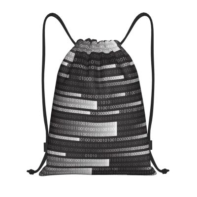 YWSOTRE Programming Code Black Drawstring Sackpack Unisex String Bag Gym Bag Casual Daypack, M