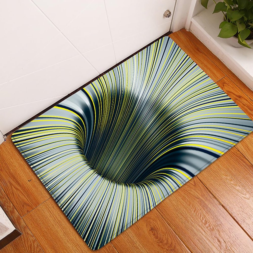 Dazzluxe 3D Vortex Rug with Optical Illusion, Abstract Swirl Design, Non-Slip Geometric Floor Mat, 120 x 160 cm