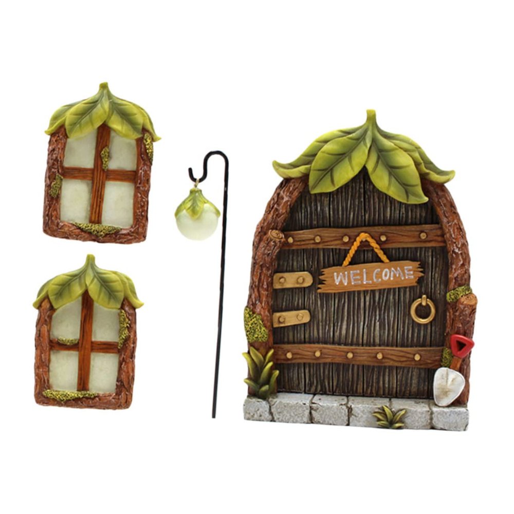 Illuminated Window Door Resin Model for Fairy Gardens