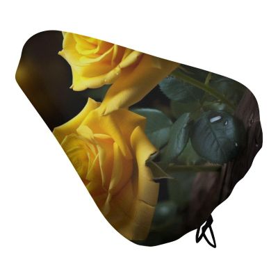 Bicycle Seat Cover with Yellow Roses, Waterproof, Adjustable Drawstring