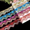 Anevous 10-Yard Mesh Sequin Lace Trim, 5 cm Wave Ribbon, Red view 2