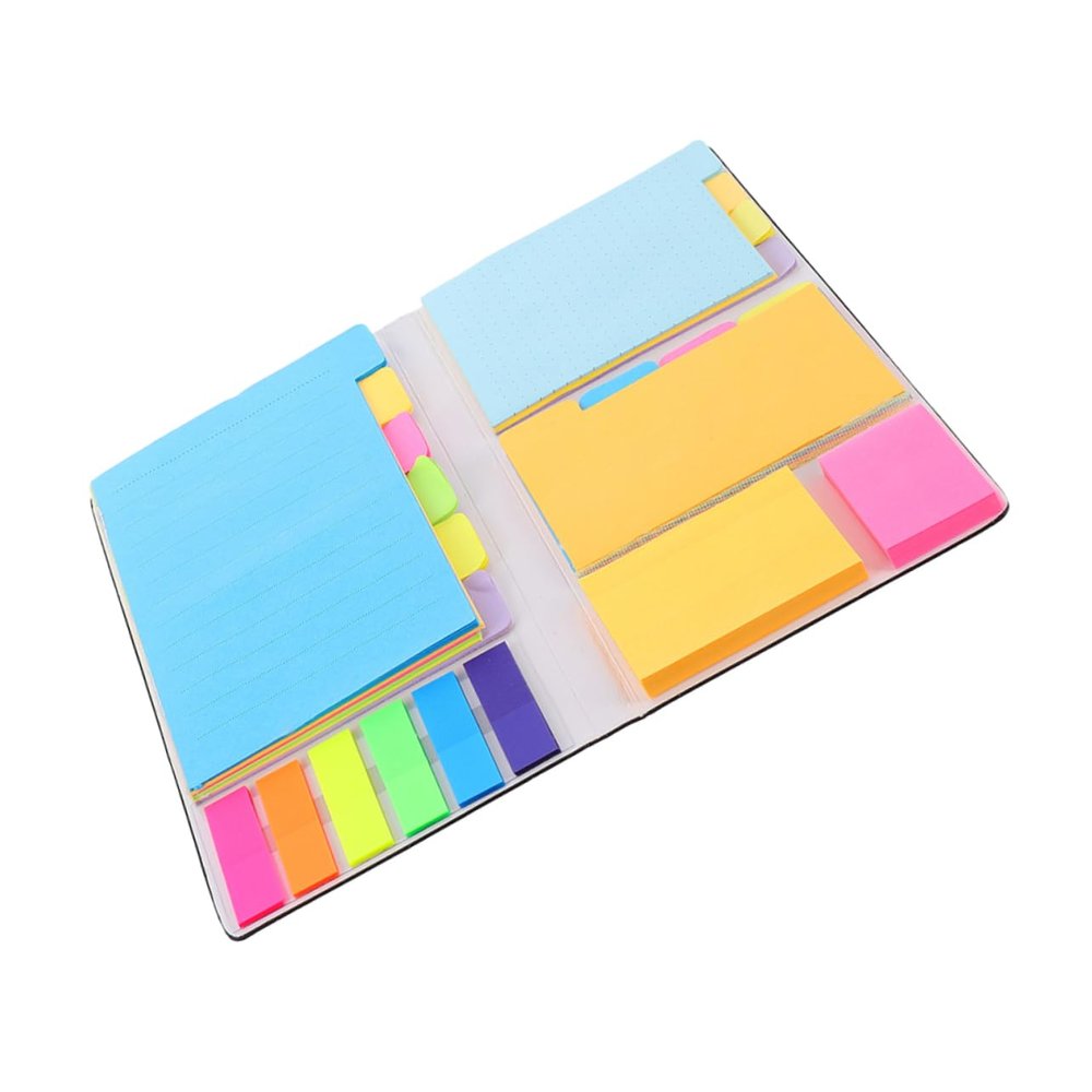 Student Memo Sticky Note Book with Notes, Paper and Leather Cover