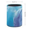 Dwrepo Round Leather Pen Holder with Loving Dolphins view 2