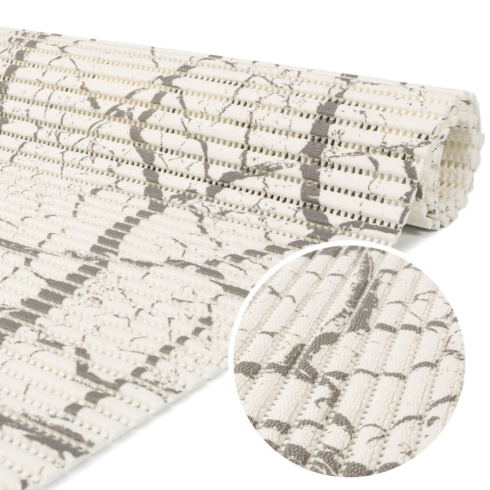 ANRO Soft Foam Bath Mat, Shower & WC Runner, Non-Slip, Marble Gray/White, 1500 x 130 cm (15 m)