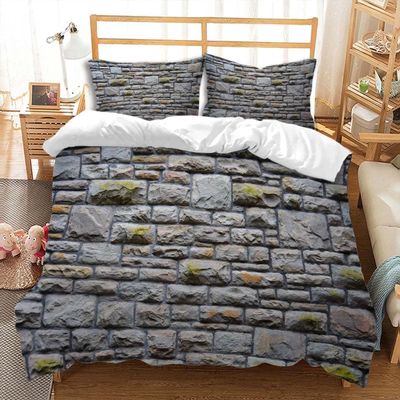 Luowenji 3D Stone Brick Bedding Set, 135 x 200 cm
