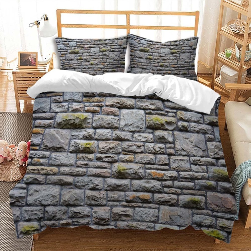 Luowenji 3D Stone Brick Bedding Set, 135 x 200 cm