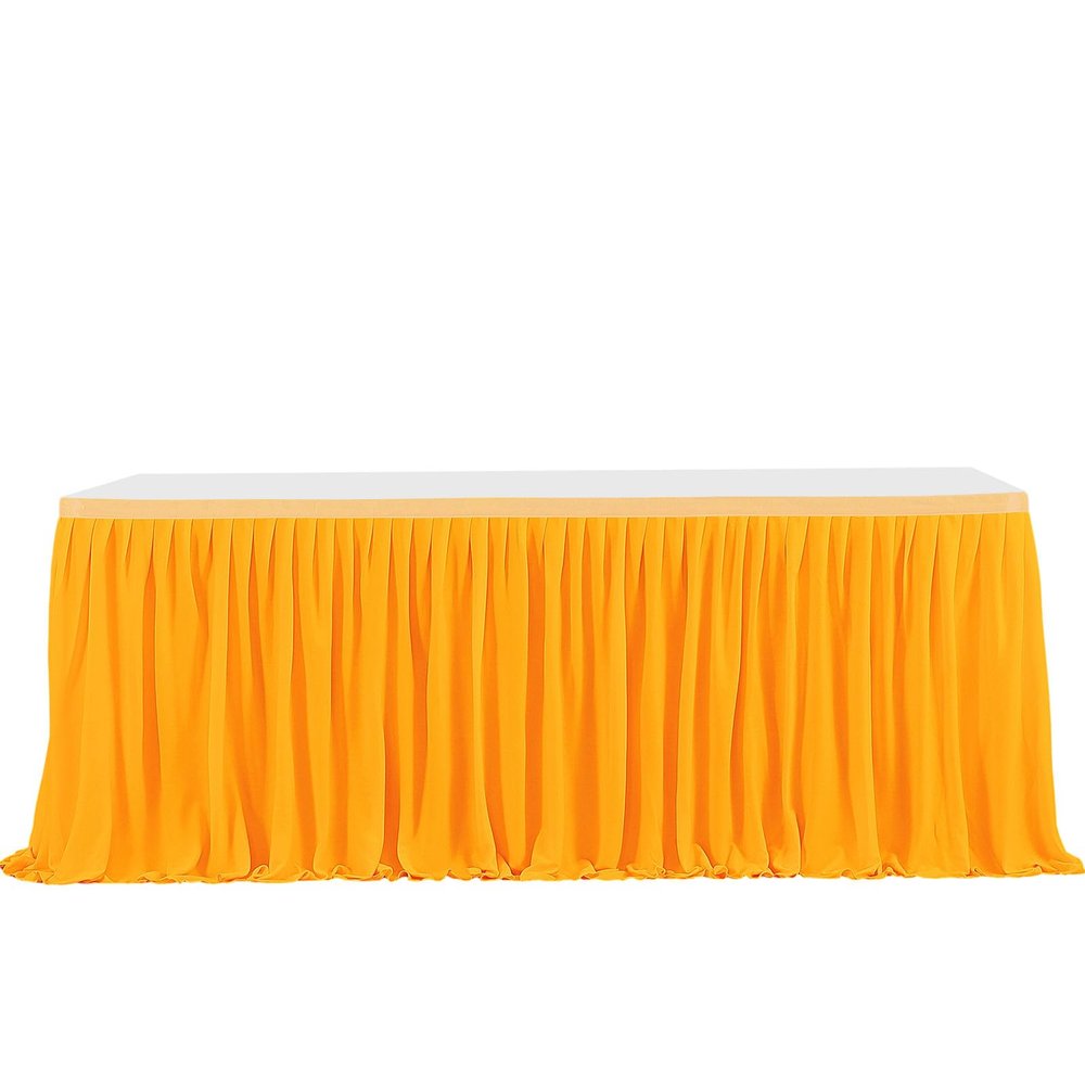 FANSU Party Decoration Table Skirt, Easy to Install and Reusable, Orange A, 9 ft/275 x 77 cm