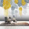 XLMING Stylish Light Luxury Hand-Painted Botanical Leaves 3D Wallpaper, 200 x 140 cm view 1