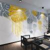 XLMING Stylish Light Luxury Hand-Painted Botanical Leaves 3D Wallpaper, 200 x 140 cm view 2