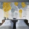 XLMING Stylish Light Luxury Hand-Painted Botanical Leaves 3D Wallpaper, 200 x 140 cm view 3