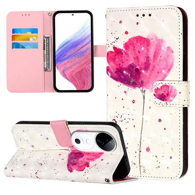 VIVO S19 Flip Wallet Case, 3D PU Leather, One Flower