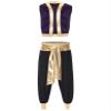 Manyakai Men's Arabian Prince Genie Costume Vest and Harem Pants, Purple & Black, 3XL view 1