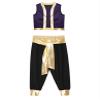 Manyakai Men's Arabian Prince Genie Costume Vest and Harem Pants, Purple & Black, 3XL view 3