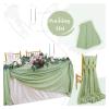 XIAOLZSL 10-Piece Chiffon Chair Sashes for Weddings, Parties, Banquets and Events, 30 x 180 cm, Sage Green view 4