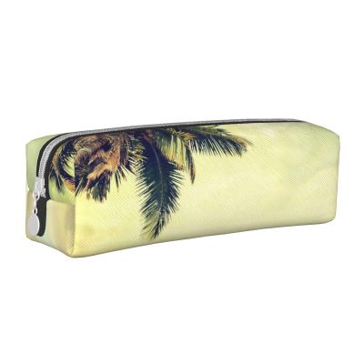 Aminnu Palm Tree Rocky Shore Pencil Case, Durable Zipper Case, White, One Size