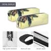 Aminnu Palm Tree Rocky Shore Pencil Case, Durable Zipper Case, White, One Size view 4
