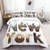 Premium 135 x 200 cm Microfiber Bedding Set with New York and Manhattan Landscape Collage, Single Bed, Breathable and Easy-Care, with 80 x 80 cm Pillowcases view 1
