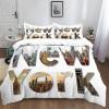 Premium 135 x 200 cm Microfiber Bedding Set with New York and Manhattan Landscape Collage, Single Bed, Breathable and Easy-Care, with 80 x 80 cm Pillowcases view 3