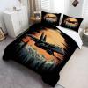 Premium Microfiber Bedding Set, 180 x 200 cm, Retro-Style Jet Airplane, Pine Forest and Sunset, with 80 x 80 cm Pillowcases view 2