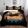Premium Microfiber Bedding Set, 180 x 200 cm, Retro-Style Jet Airplane, Pine Forest and Sunset, with 80 x 80 cm Pillowcases view 3