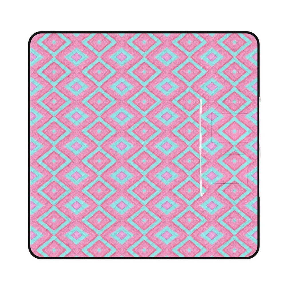 SEEKJOYS Diamond-Pattern Picnic Blanket, Extra Large, Foldable, Lightweight, Waterproof, 200 x 200 cm