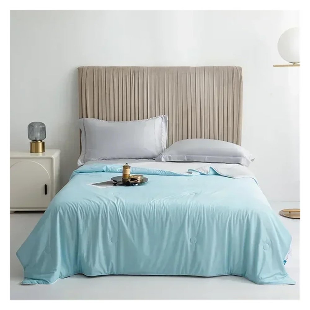 HWJFDC Cooling Blanket for Bed, Silky Lightweight Summer Blanket, Double-Sided Cooling Fabric, Blue, 150 x 200 cm