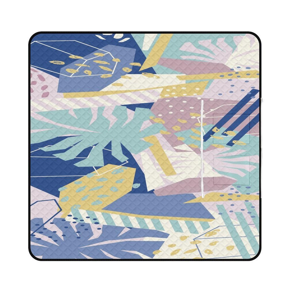 SEEKJOYS Abstract Floral Picnic Blanket, Extra-Large, Foldable, Waterproof, 200 x 200 cm