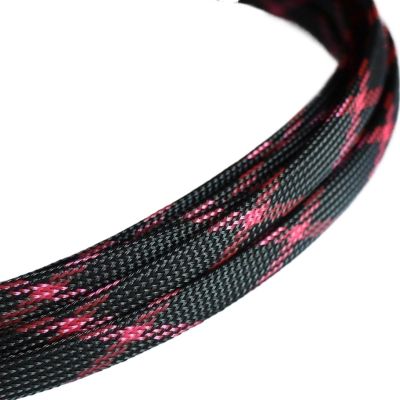 GSCLZ 1 m High-Density Expandable Braided Cable Sleeve, 10 mm, Black/Pink