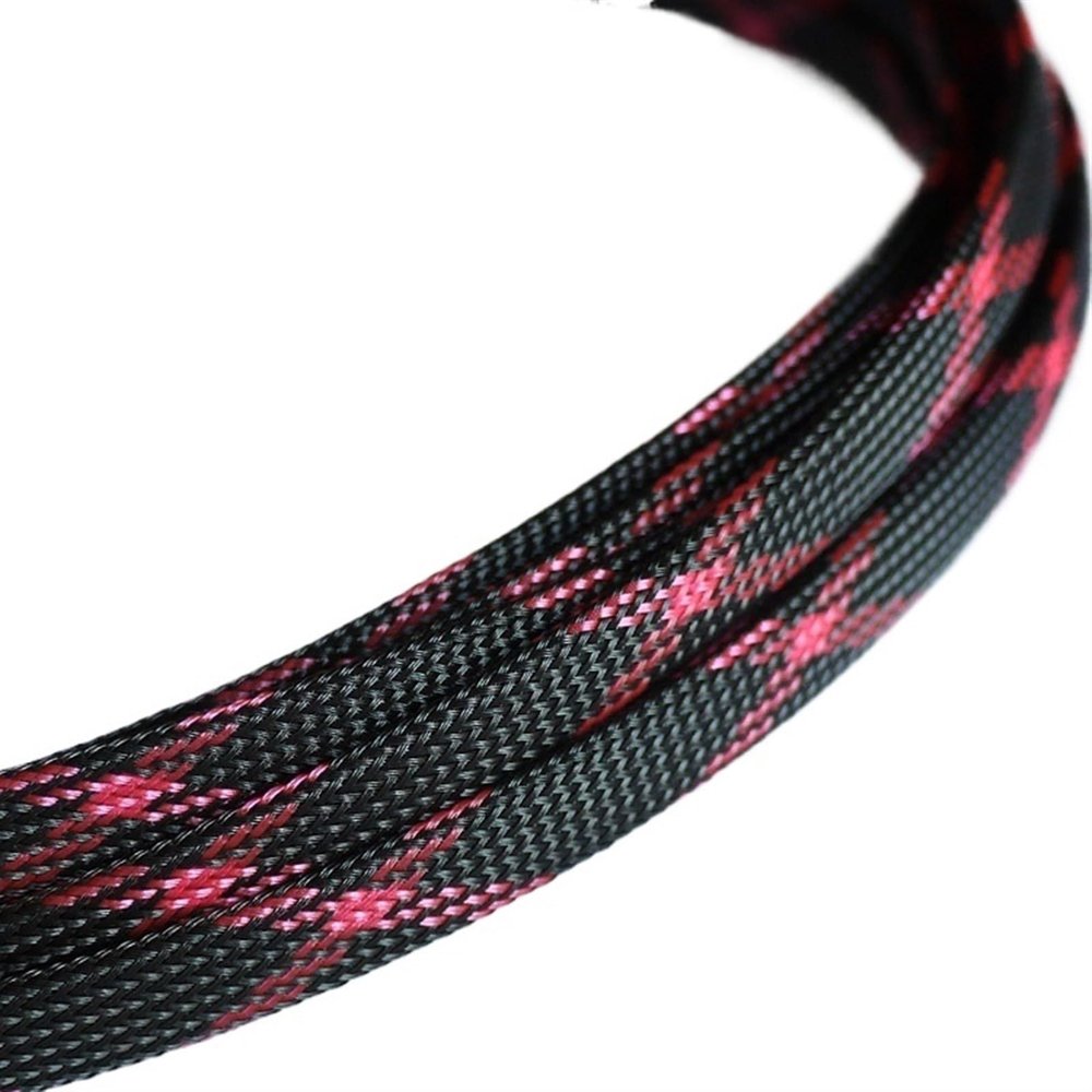 GSCLZ 1 m High-Density Expandable Braided Cable Sleeve, 10 mm, Black/Pink