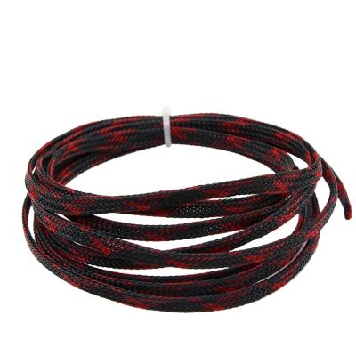 GSCLZ 2 m Braided Cable Sleeve, 2/4/6/8/10/12/14/16/20/25/30/40 mm, Cable Protector for Electrical Cables (Black Red Cross, 2 mm)