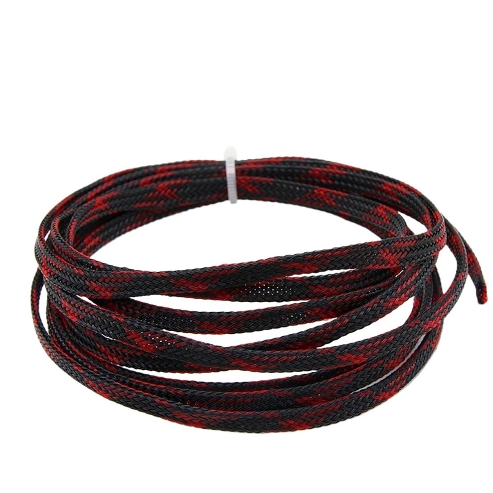 GSCLZ 2 m Braided Cable Sleeve, 2/4/6/8/10/12/14/16/20/25/30/40 mm, Cable Protector for Electrical Cables (Black Red Cross, 2 mm)