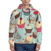 JEKYDOSD Men's Cupcake-Pattern Hoodie, Black, Medium view 2